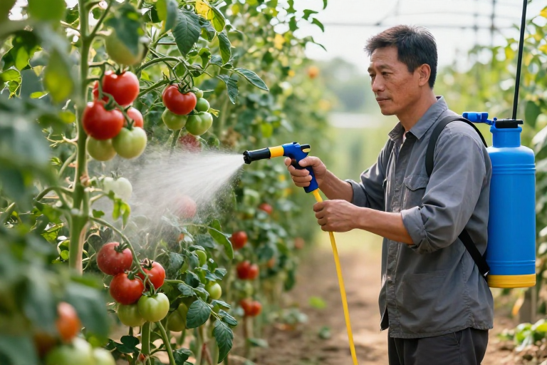 精准施药护丰收:亚洲农民田间番茄管理实拍