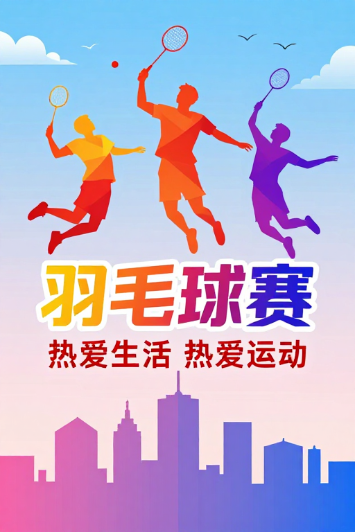 低多边形羽毛球赛:活力跃动