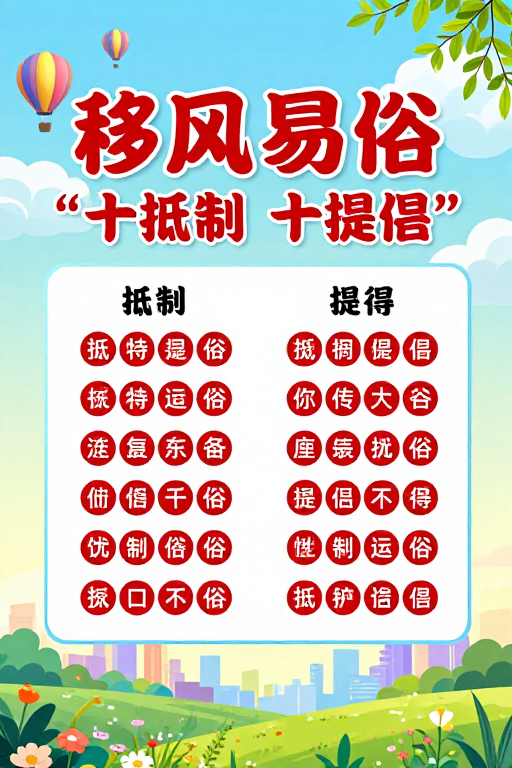 移风易俗公益海报：清新明快的文明生活倡导