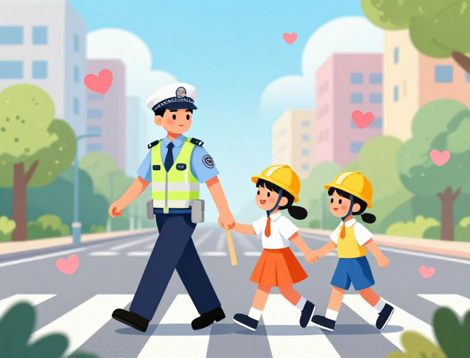 守护童心·平安出行 公益插画海报
