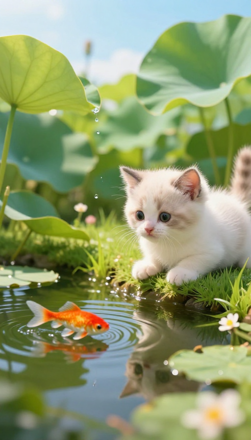 池畔萌猫：治愈系夏日午后