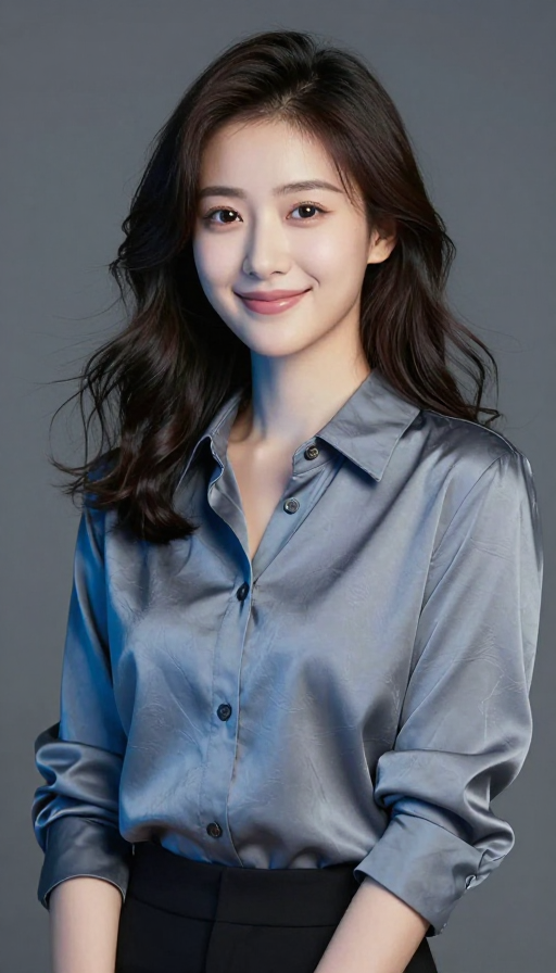 幽蓝光影下的现代美学女性优雅肖像