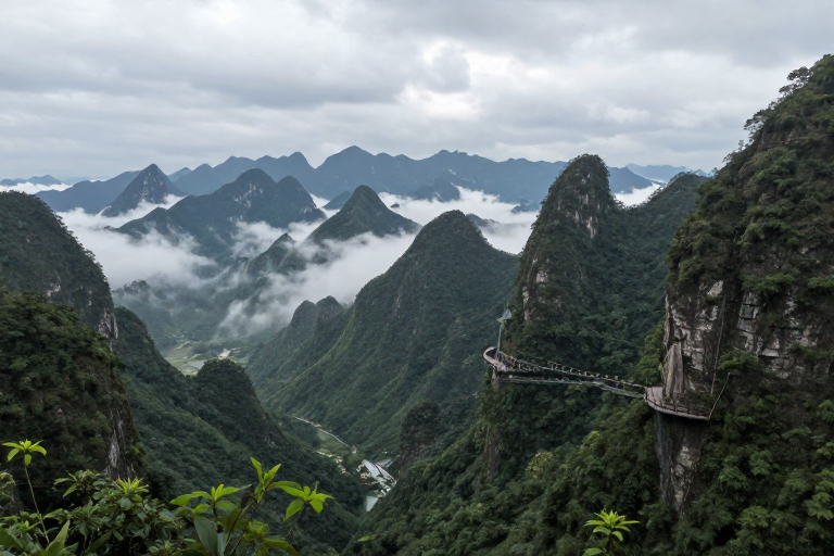 水墨山水意境,展现自然雄奇之美