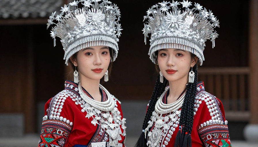 苗族盛装美女写真:民族风情的艺术呈现