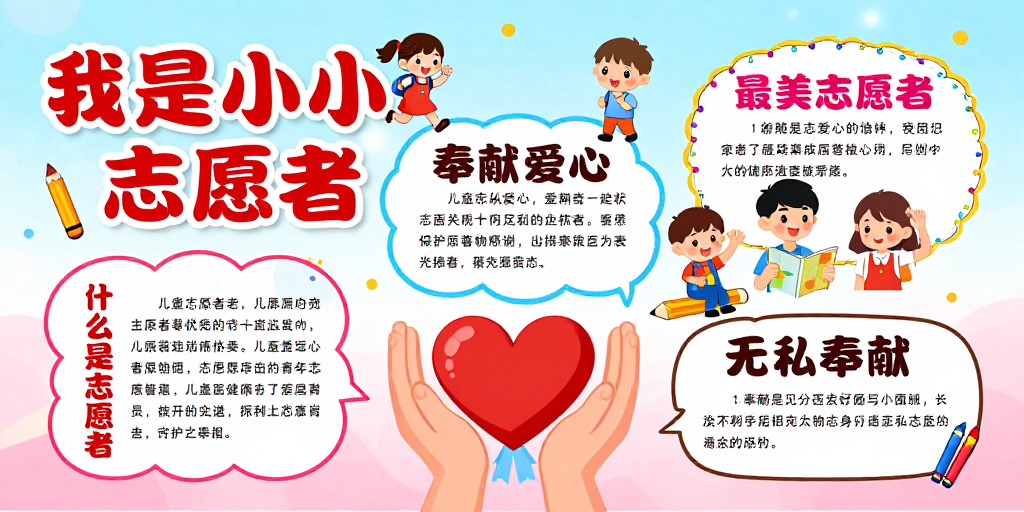 手绘童趣小志愿者海报