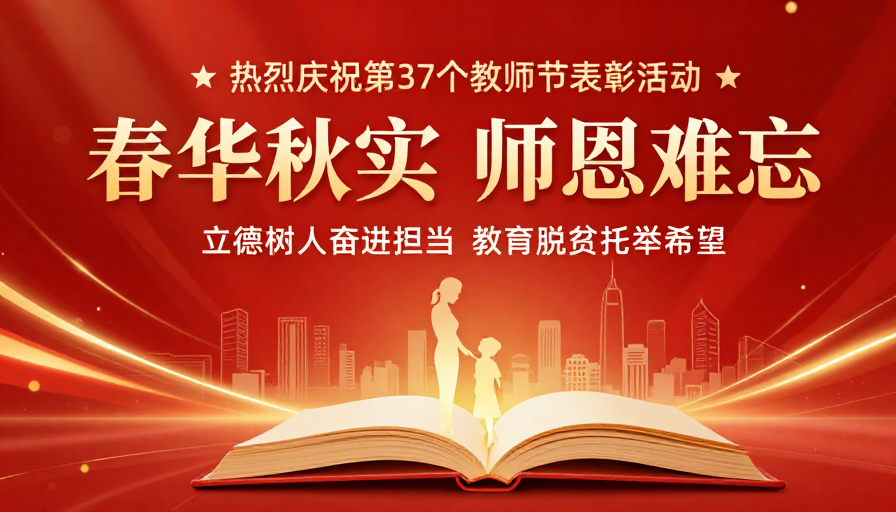 红金庆典尊师重教教师节海报设计