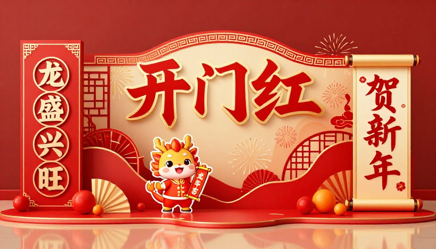 现代国潮风2024龙年春节立体展陈设计
