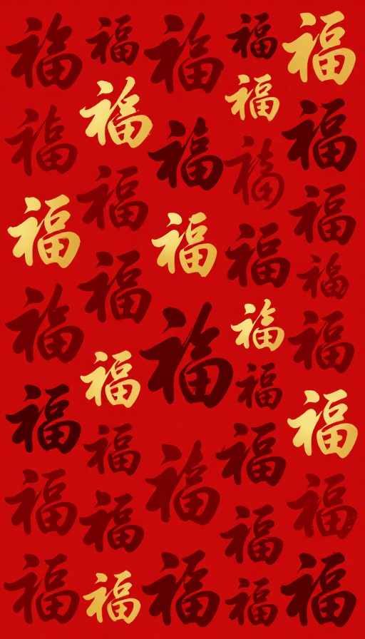 中国新年喜庆福字密集矢量纹样