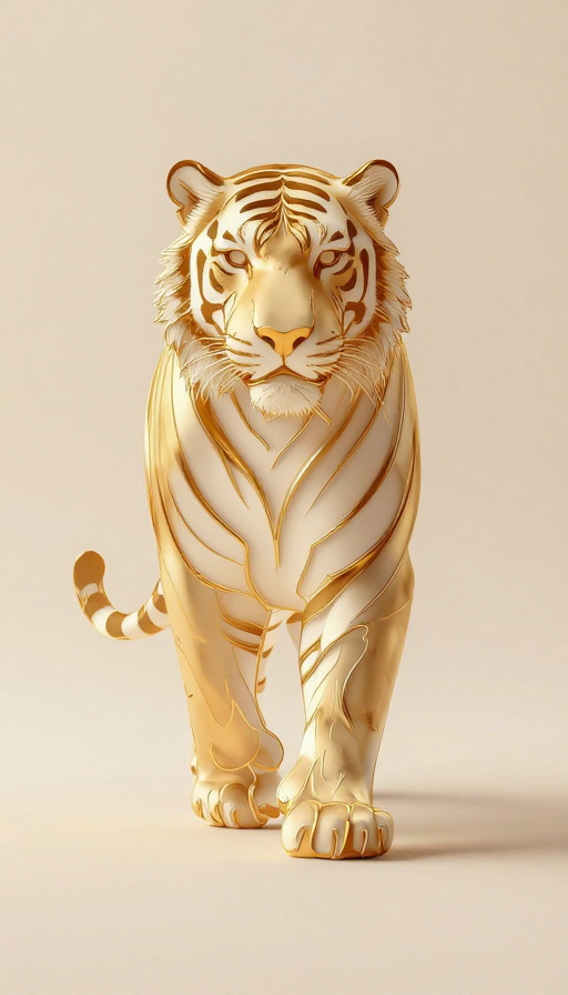 金丝勾勒威猛东北虎·极简抽象立体光影