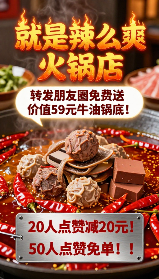 沸腾辣味火锅盛宴:现代美食摄影促销海报