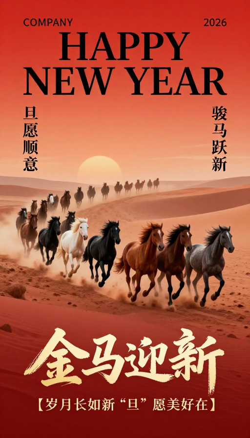 骏马奔腾迎新年 水墨韵味贺岁图