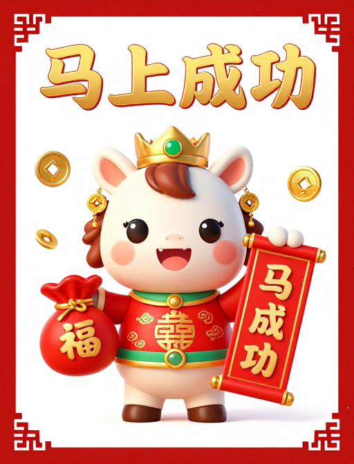 喜庆新年:中式吉祥小马寓意马上成功