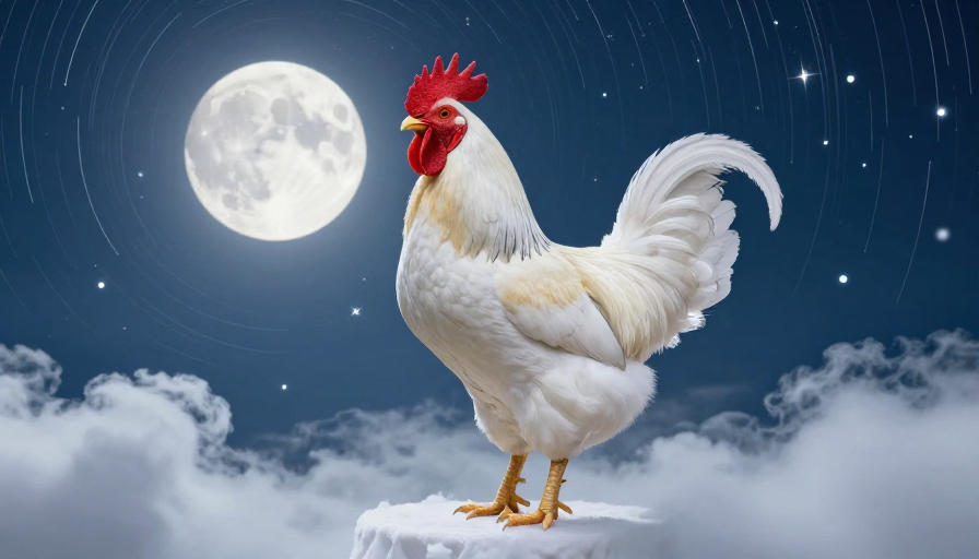 金鸡跃月：祥瑞祥云夜