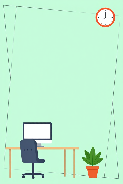 薄荷绿极简办公几何框架插画背景