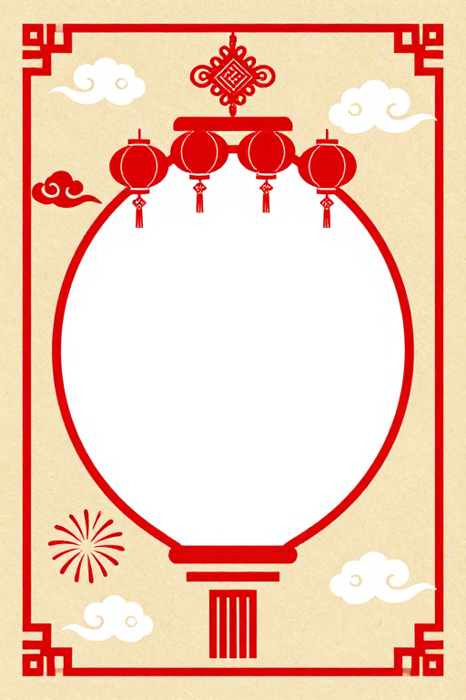 经典中国剪纸春节喜庆灯笼背景图