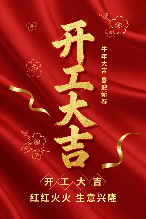 牛年开工大吉：红金喜庆氛围营造