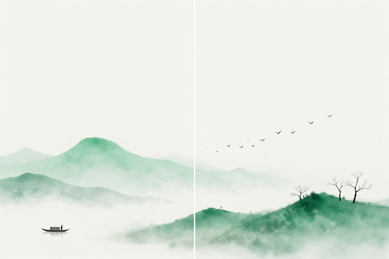 空灵静谧的极简水墨山水意境