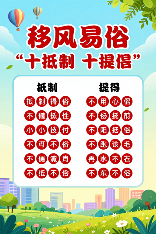 移风易俗文明新风 清新明快公益海报