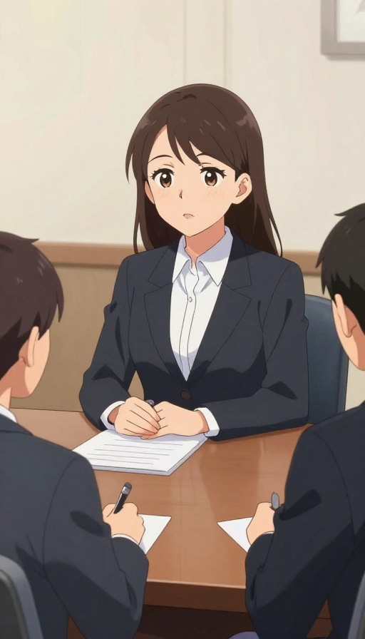 职场女性会议瞬间：治愈系二次元插画
