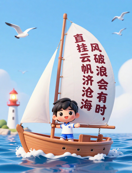 扬帆启航：Q版小学生乘风破浪的3D卡通插画