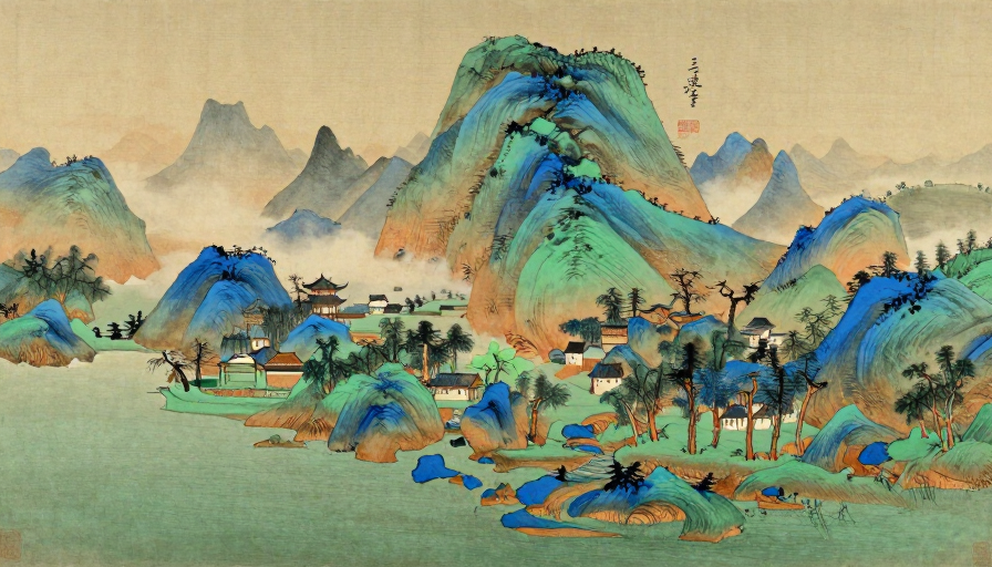 青绿山水意境:古典与现代融合的艺术画卷