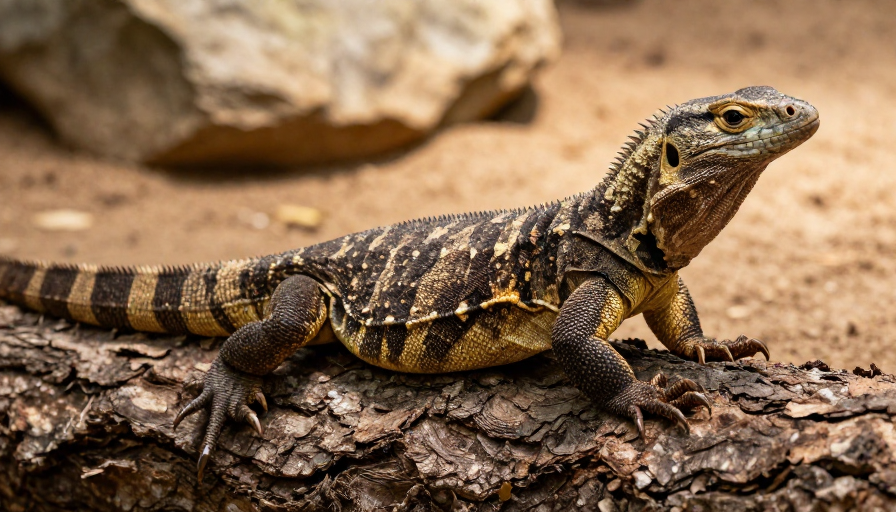 铠甲之姿：铠蜥蜴静卧树皮