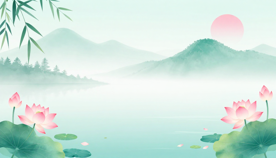 青荷淡雅水墨国风背景图