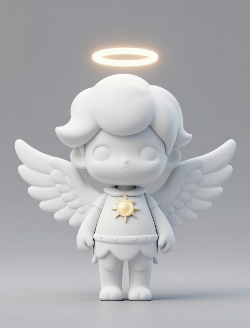 极简风Q版炽天使3D手办设计