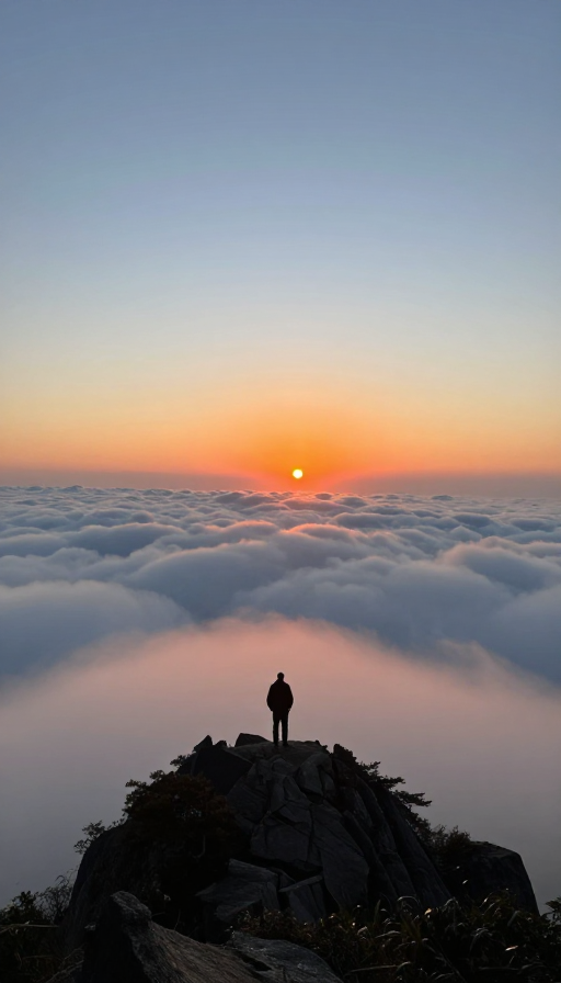群山之巅：晨曦初现的壮丽日出画卷