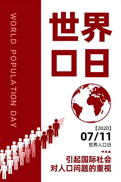 世界人口日公益海报：现代几何极简设计
