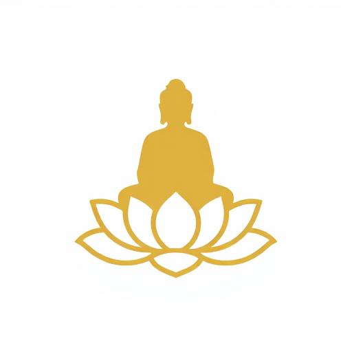 金色极简莲花佛像Logo设计