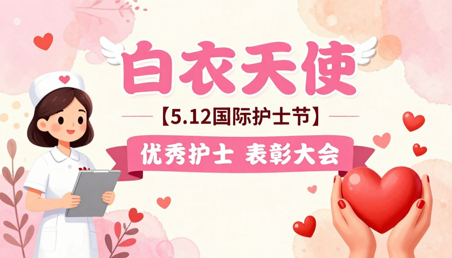 白衣天使：5.12护士节温馨表彰插画