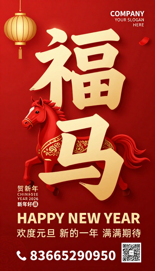 福马迎新春，2026年快乐祝福海报