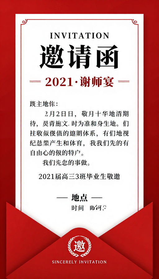 典雅中式谢师宴电子邀请函设计