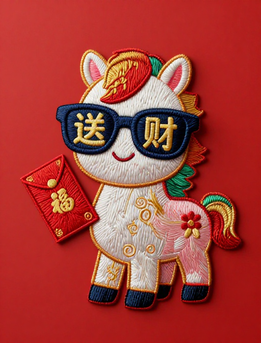 新春吉祥：戴墨镜送财的苏绣小马