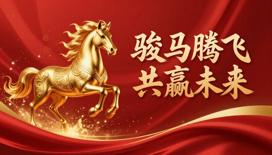 金骏腾跃庆佳节,红绸流光共未来
