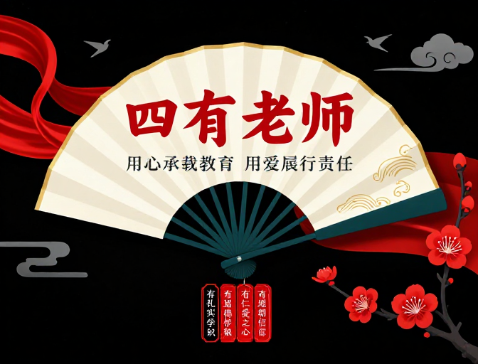 中国风‘四有老师’教育海报:庄重典雅的视觉表达