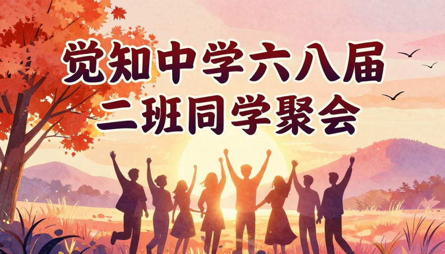 觉知中学六八二班怀旧青春聚会水彩插画海报