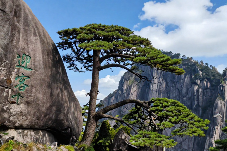 黄山迎客松：苍劲绿意中的自然画卷