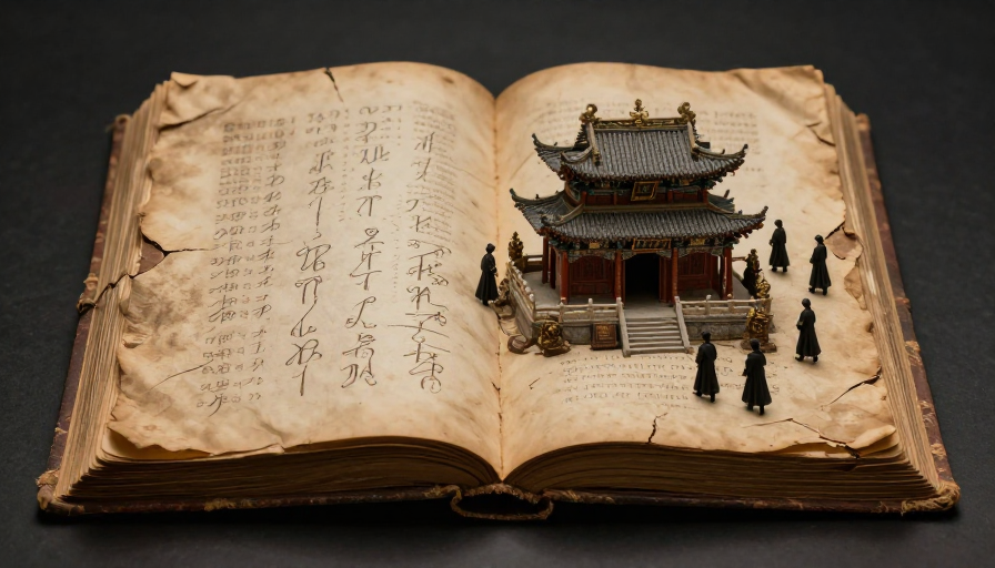 古魔法书中的微型中国建筑:神秘与历史的交汇