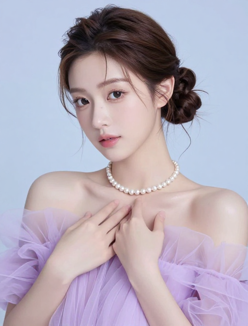 梦幻紫纱柔光少女:优雅纯洁人像摄影