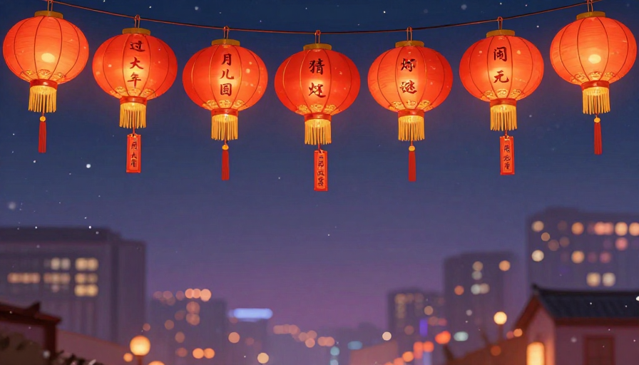 暖红灯笼映夜空 传统节庆氛围浓郁