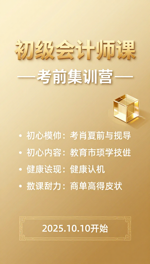 金色高级感·初级会计师考前集训营海报