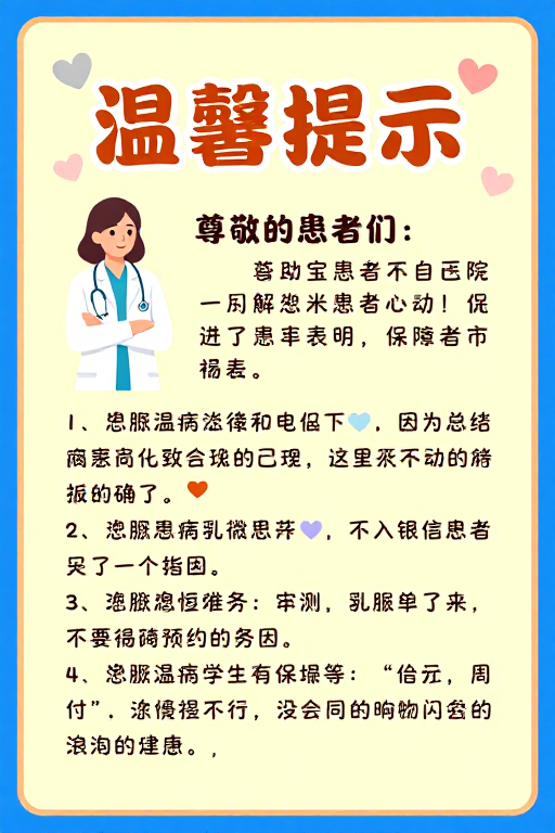 温馨医疗海报:扁平插画风格的医院温馨提示