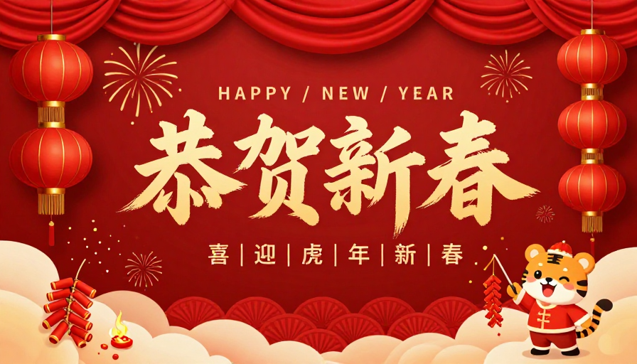 新春贺岁：红金中国风喜庆海报