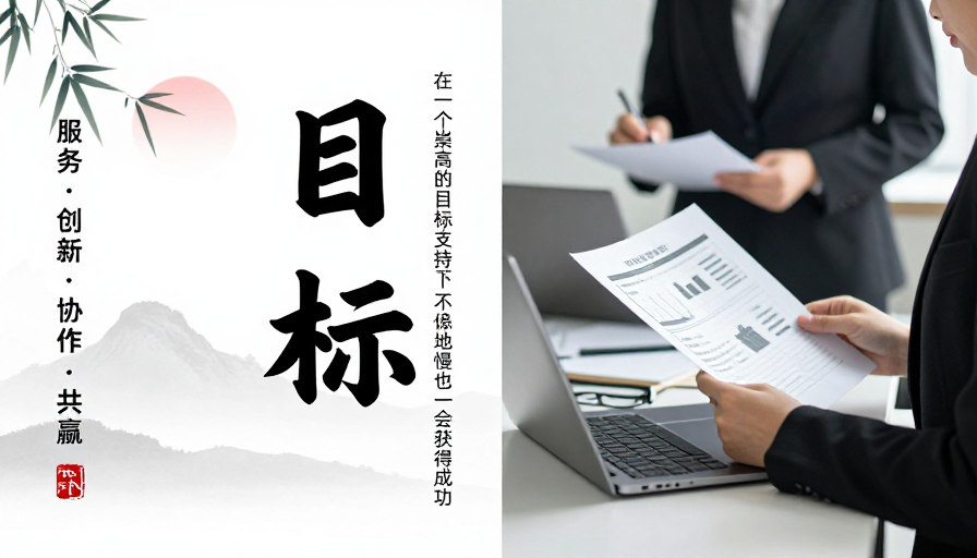 目标驱动的现代商务水墨风格海报