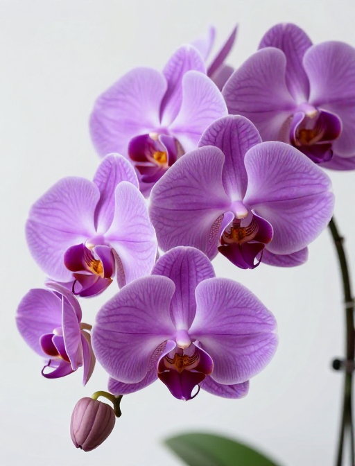 紫韵蝶兰绽放：柔光下的纯净美学