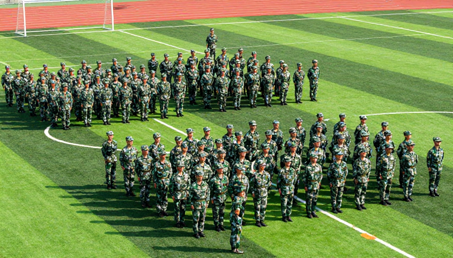 绿茵军阵:国防教育场景高清实拍