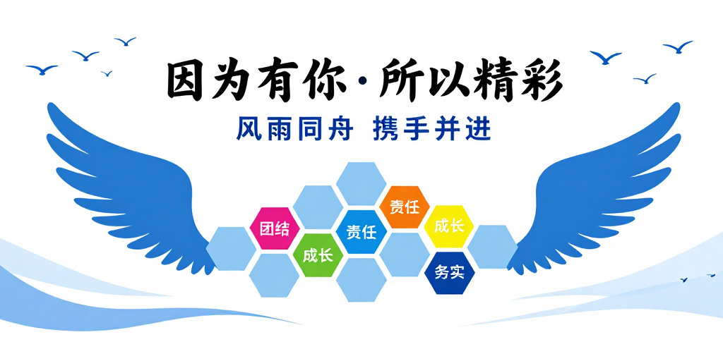 简约现代企业文化墙：因为有你，共创精彩未来