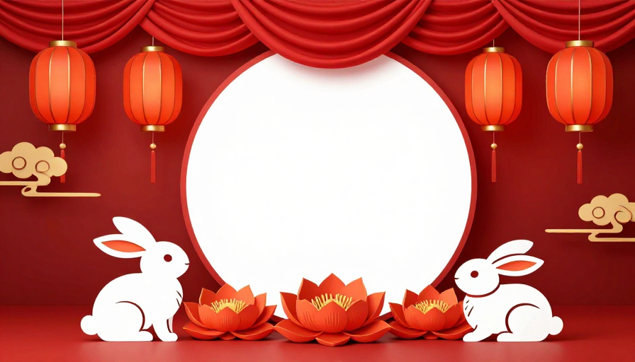 中秋红韵中国风舞台背景